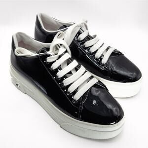 Miu Miu Sneakers Designer Luxury Streetwear Black Platform Crystal Sz 9